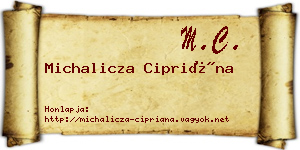 Michalicza Cipriána névjegykártya